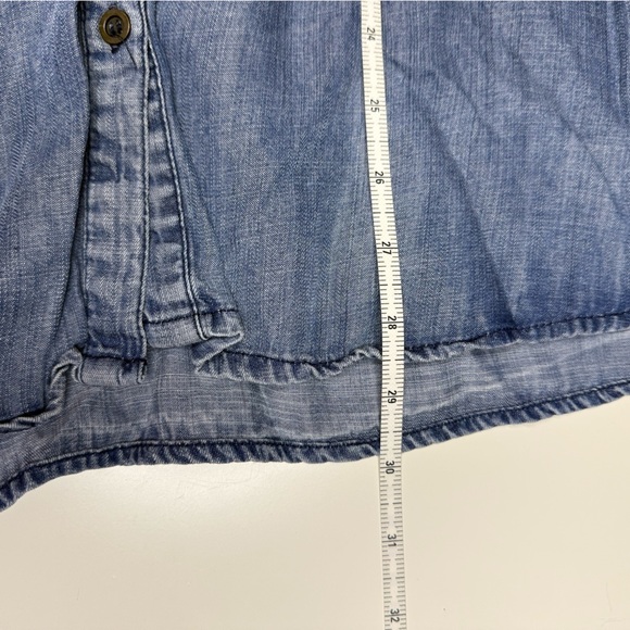 Easel Womens Denim Jean Chambray Short Sleeved Oversized Blouse, Size Medium GUC - Picture 7 of 7
